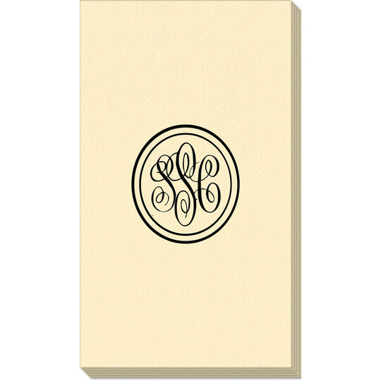 Double Circle Monogram Linen Like Guest Towels